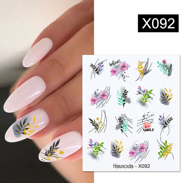 1 Sheet Nail Water Decals Transfer Lavender Spring Flower Leaves Nail Art Stickers Nail Art Manicure DIY