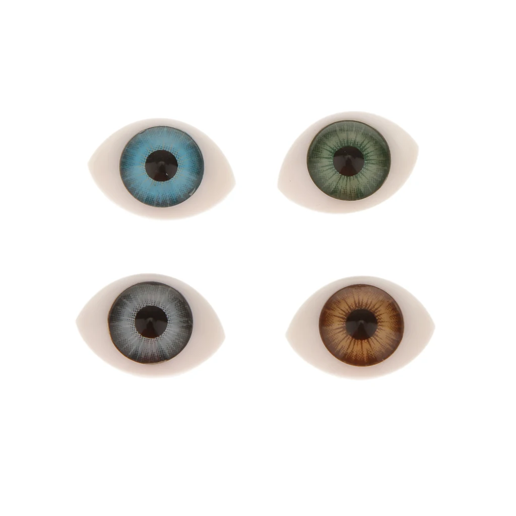 8pcs Oval Flat Back Glass Eyes 9mm Iris for Porcelain or Reborn Dolls DIY