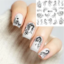 Черный кружевной маникюрный водонепроницаемый клейкий бумажный стикер для ногтей A589