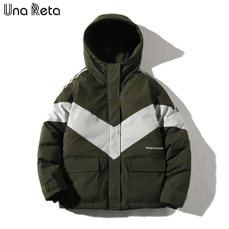 Una Reta, зимняя мужская куртка, новинка, повседневная, свободная, пэчворк, парка, пальто с капюшоном, хип-хоп, Мужская одежда, Harajuku, теплые куртки для мужчин