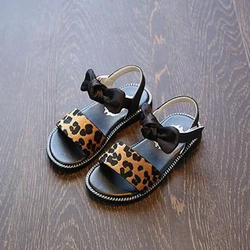 

Girls Summer Shoes Gladiator New Fashion Leopard Print Kids Sandals Girls Shoes Bowknot Flat School Sandals