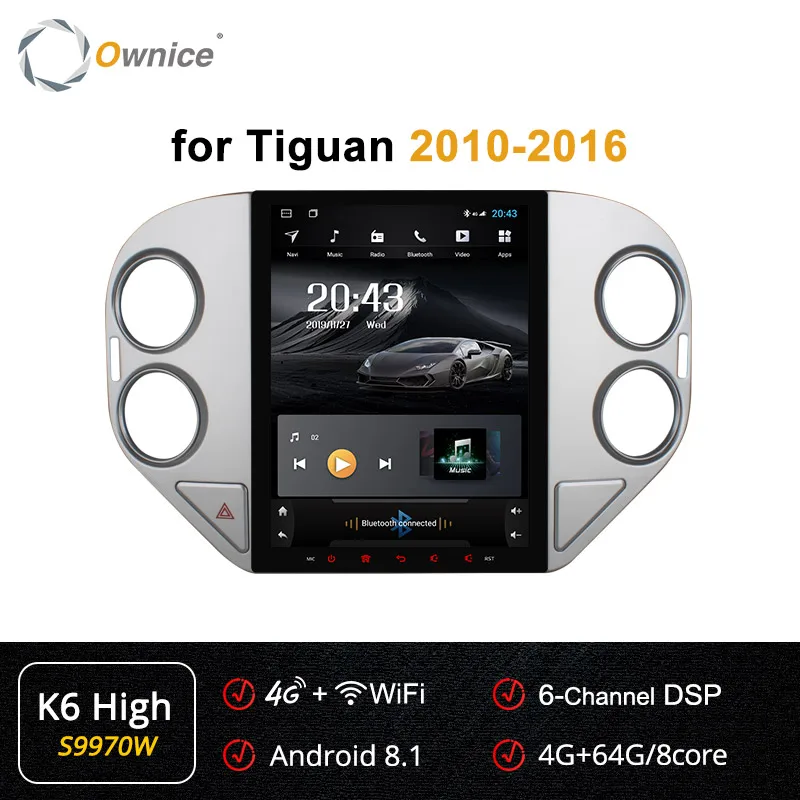 S9970 K6-High Owice Tesla стиль 8 ядерный Android 9,0 ips 9," Автомобильный мультимедийный плеер для VW Tiguan 2010- K6 Радио DVD PX6 4G DSP HDMI - Цвет: S9970 K6-High