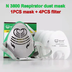 N 3800 high-efficiency respirator dust mask Washable Silica gel Respirator gas mask against particulates Saliva protective mask