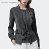 Fashion Women Square Neck Shirt Ruffles Long Sleeve Peplum Top Elegant Slim Solid Color 2020 Spring New Ladies Office Blouses 1