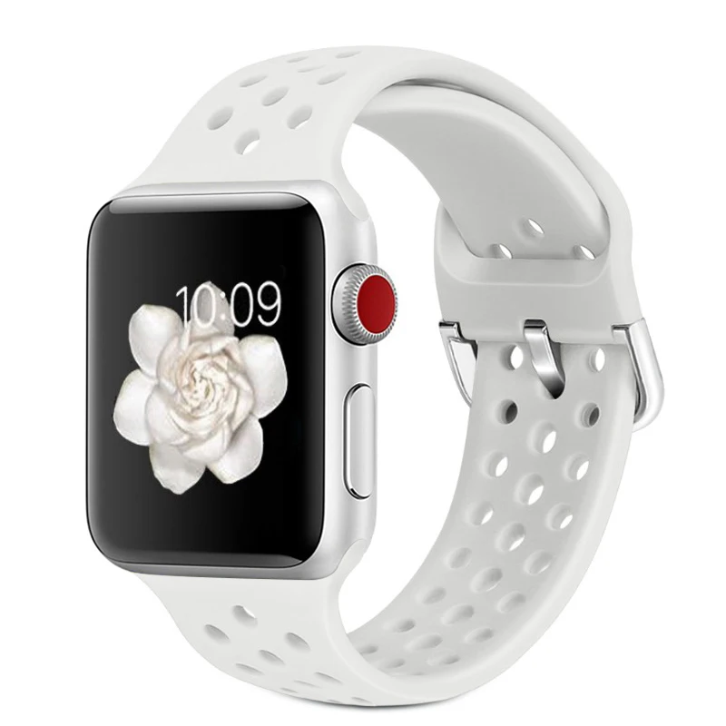 Ремешок для Apple Watch Band 4 5 40 мм 44 мягкий силиконовый спортивный дышащий ремень iWatch