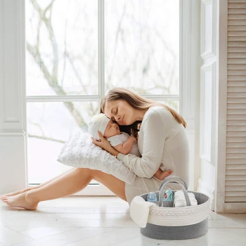 

Baby Storage Box Cotton Rope Diaper Stackers Diaper Storage Clothing Laundry Bag Great Container for Home 2020 New Arrivals