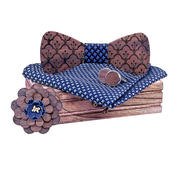 Деревянный галстук-бабочка галстук мужской набор квадратный шарф Запонки брошь вечерние сцены мужской галстук-бабочка аксессуары логотип на заказ