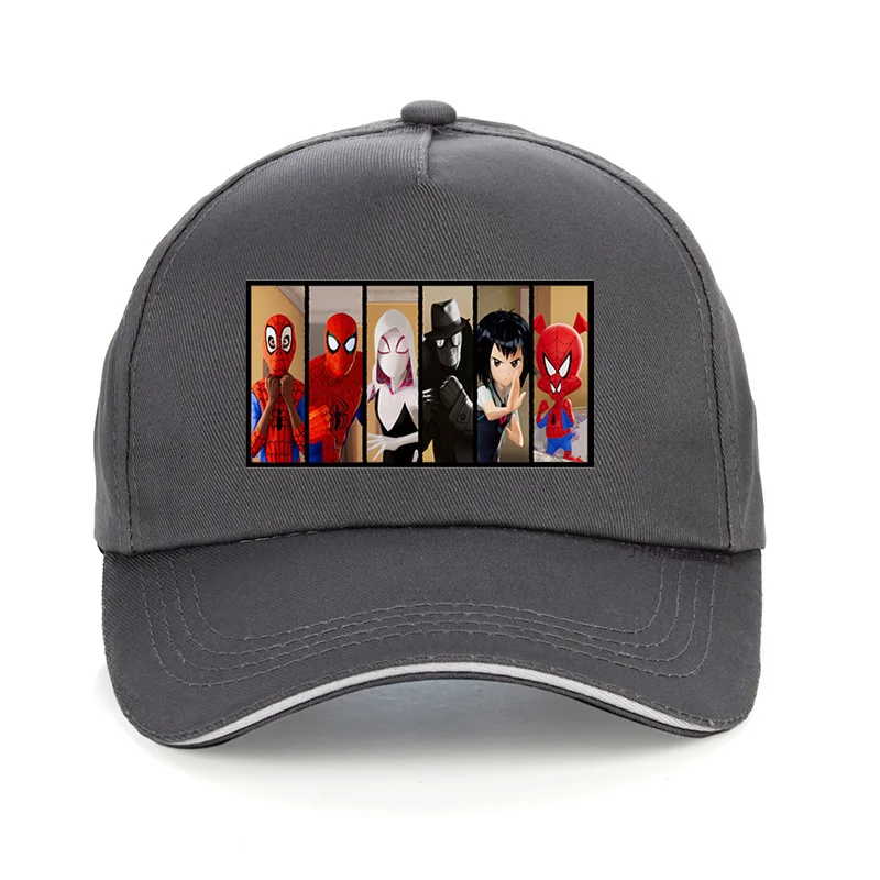 Серый Летние 3D Железный Человек-паук кепки Мужские Marvel Мстители мужские бейсболки брендовые хлопчатобумажная бейсболка регулируемые хип хоп snapback шапки - Цвет: Серый