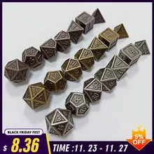 7Pcs Geprägte Schwere Metall Polyhedral Würfel Set für RPG Bord Dragons Spiel DND RPG MTG D20 D12 D10 D8 d6 D4 Tabelle Brettspiel