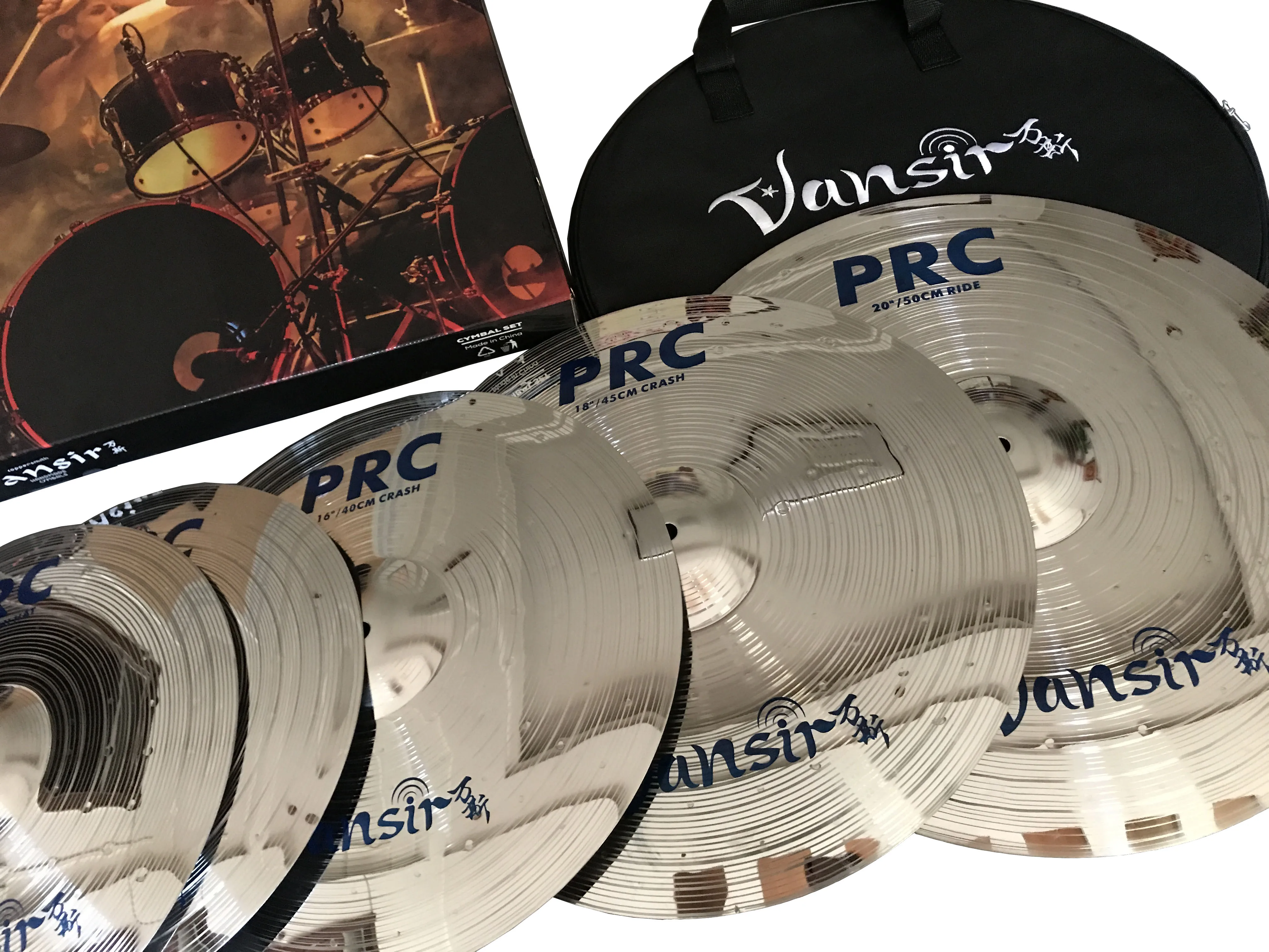Drum Cymbal Kit Vansir Polishing Alloy Cymbals 14''HH + 16''Crash + 18''Crash + 20''Ride