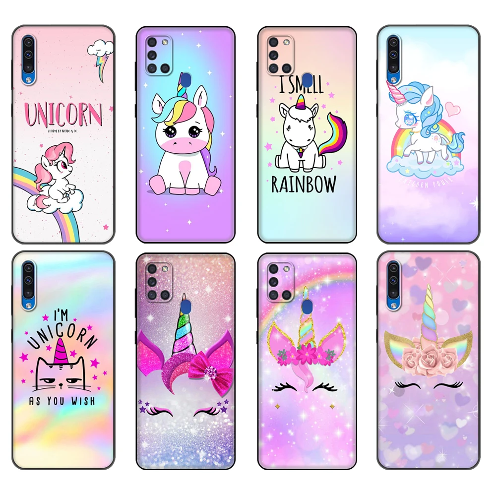 Черный чехол из ТПУ для Samsung Galaxy A50 50S A30S A10 A01 A11 A21S A31 A41 A51 A71 M21 M30S S10 LITE Радужный