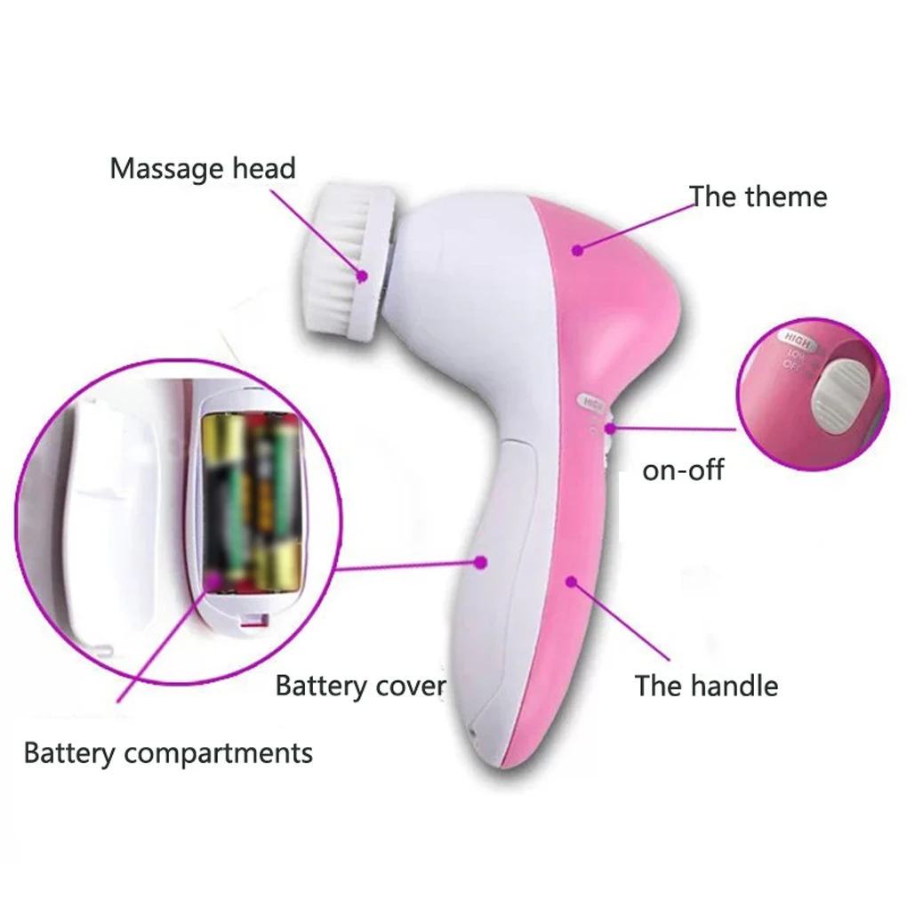 5 in 1 Face Cleansing Brush Silicone Facial Brush Deep Cleaning Pore Cleaner Face Massage Skin Care Waterproof Facial Brush