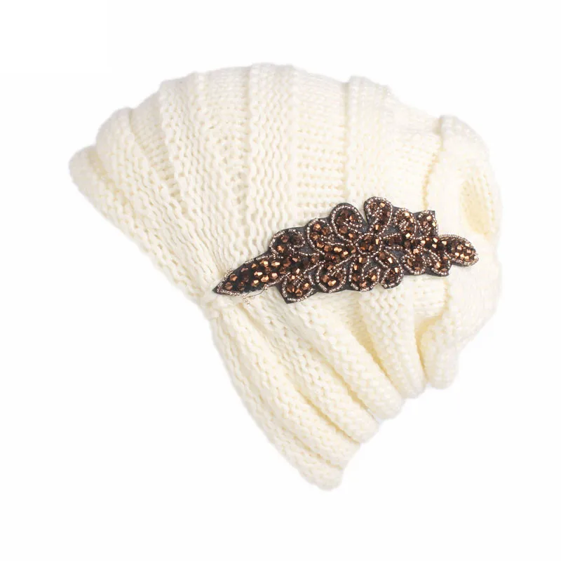Теплая шапка-тюрбан, Женские аксессуары для волос на осень и зиму, новая модная повязка на голову, женские банты, аксессуары для волос, головные уборы, подарки - Цвет: Молочно-Белый