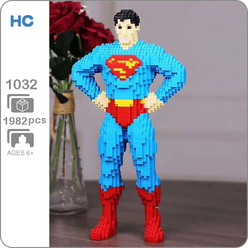 

HC 1032 Super Hero Superman Clark Kent 3D Model 1982pcs DIY Diamond Mini Building Small Blocks Bricks Toy for Children no Box