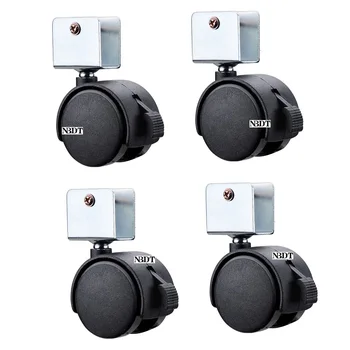 

4Pcs 2" Wrap-On Twin Black Plastic Wheel Caster Castor Splint 18mm 20mm 22mm 25mm U Bracket Clip Brake Baby Kid Bed Desk Cabinet