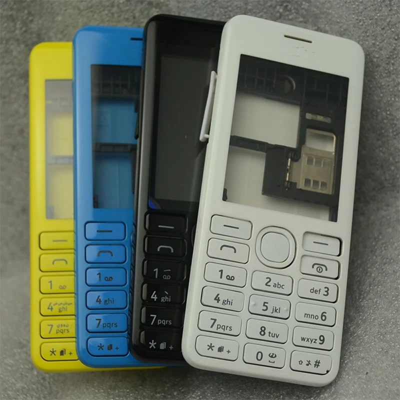 Для Nokia Asha 206 2060, хорошее качество, полный корпус, крышка с двумя sim-картами, чехол на заднюю панель, крышка на батарейке, английские клавиатуры