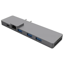 8-в-1 с 3 портами(стандарт Порты и разъёмы двойной Тип-C концентратор USB док-станция для Поддержка 4K Hdmi/устройство для считывания с tf-карт адаптер RJ45 Gigabit Ethernet Порты и разъёмы мульти-Functi