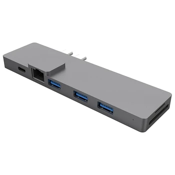 

8-In-1 3 USB Port Dual Type-C Hub Docking Station Support 4K Hdmi/Tf Card Reader Adapter RJ45 Gigabit Ethernet Port Multi-Functi