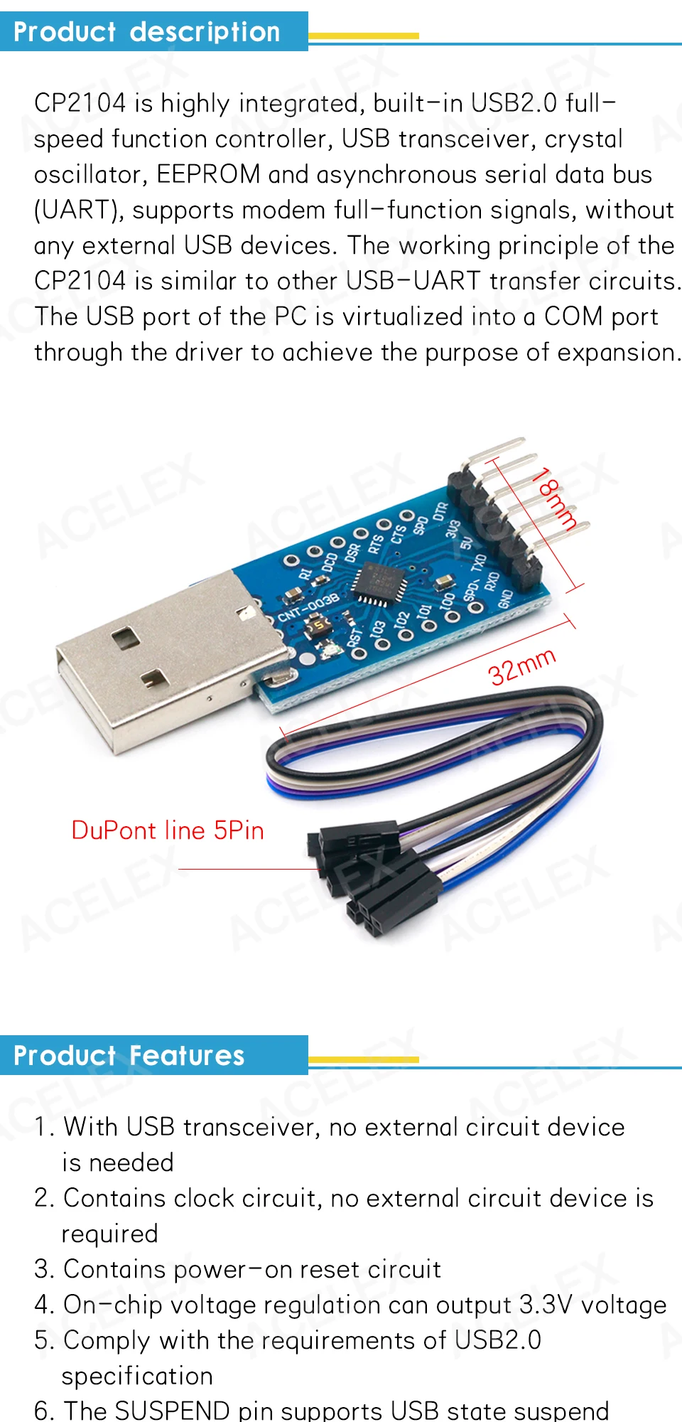 Cp2104 Usb 2 0 To Ttl Uart 6pin Module Serial Converter Stc Prgmr Replace Cp2102 With Dupont Cables Instrument Parts Accessories Aliexpress