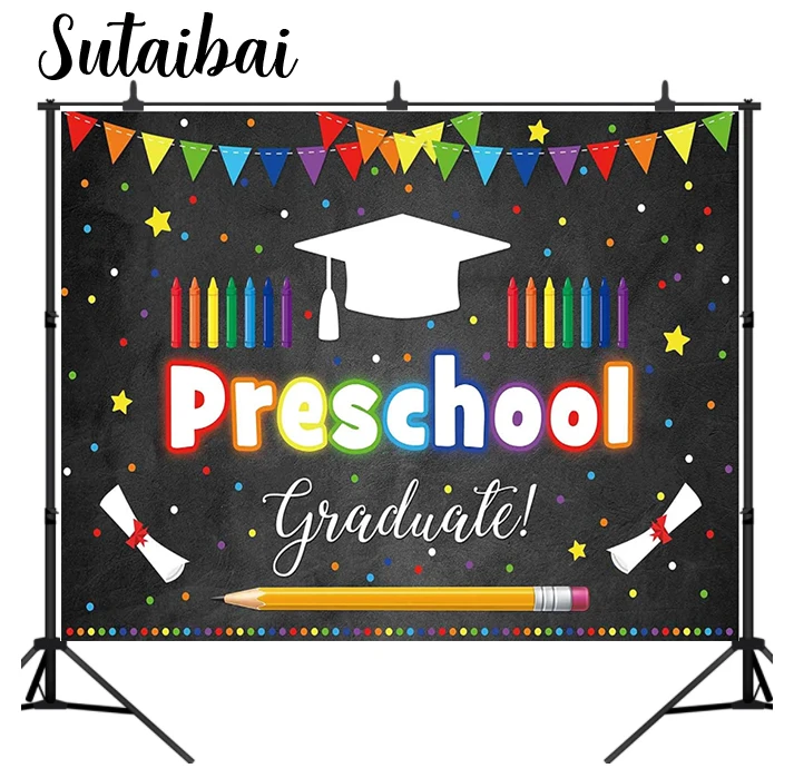 Preschool Graduate Backdrop Kindergarten Pre K Congrats Grad Ceremony Congratulations School Background Prom Party Decor Event |