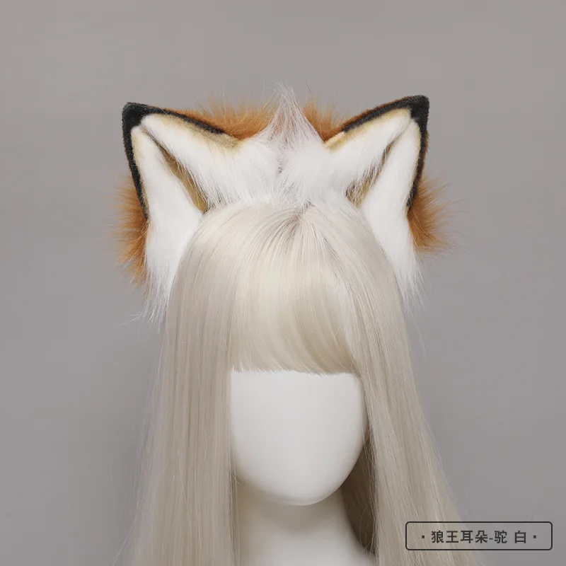 TTYAO REII Vossenoren Hoofdband Elektrische Beweegbare Wolf Kat Oren Hoofddeksels Faux Bont Dieren Oren Haarband voor Anime Cosplay (Wit