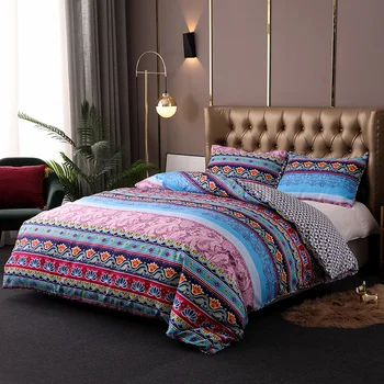 

Bohemia style Printed Sanding Bedding Set Quilt Cover Pillowcases Bed Linen for Queen King Bed Size Duvet Cover Sets Home