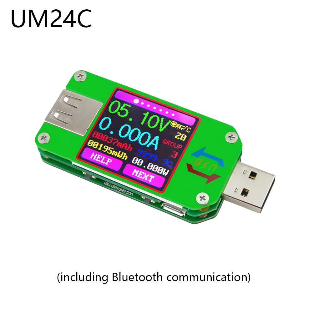 UM24 UM24C приложение USB 2,0 цветной ЖК-дисплей USB Вольтметр Амперметр тестер заряда батареи измеритель тока Вольтметр USB Тестер - Цвет: Зеленый