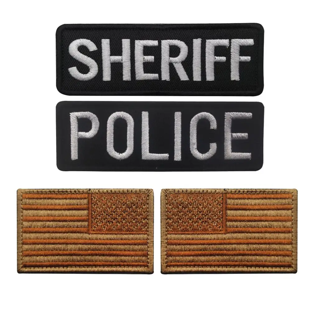 

1PC Hot Letters Cloth SHERIFF English Embroidery American Flag Badge Armband Clothing Denim Jacket Decorative Icon Patch