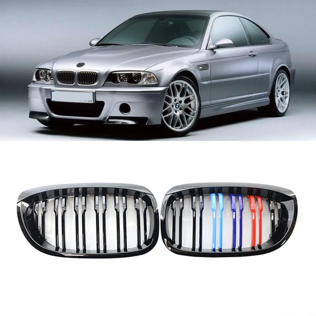 EIN Paar Auto Front Niere Doppel Lamellen Grill Grille Für BMW 3 Serie E46  2-Tür 2DR 2002-2005 M Stil Racing Grill Auto Zubehör - AliExpress