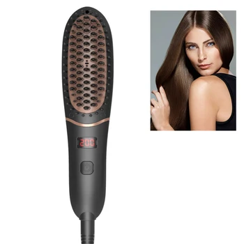 

EU Plug Mini Negative Straight Hair Comb Electric Comb Flat Iron LCD Display Digital Heating Anti-Static Hair Brush Styling Tool