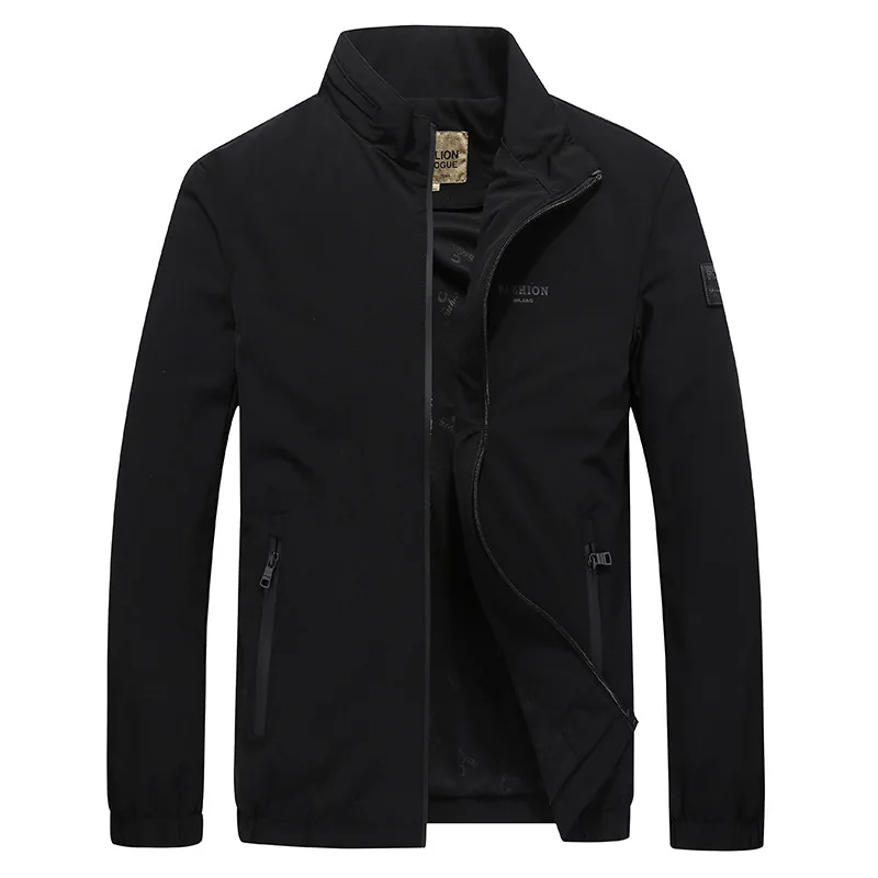 

Men Stand Collar Jacket Thin Type for Spring And Autumn Large Size Loose-Fit Coat Elasticity Casual MEN'S Top
