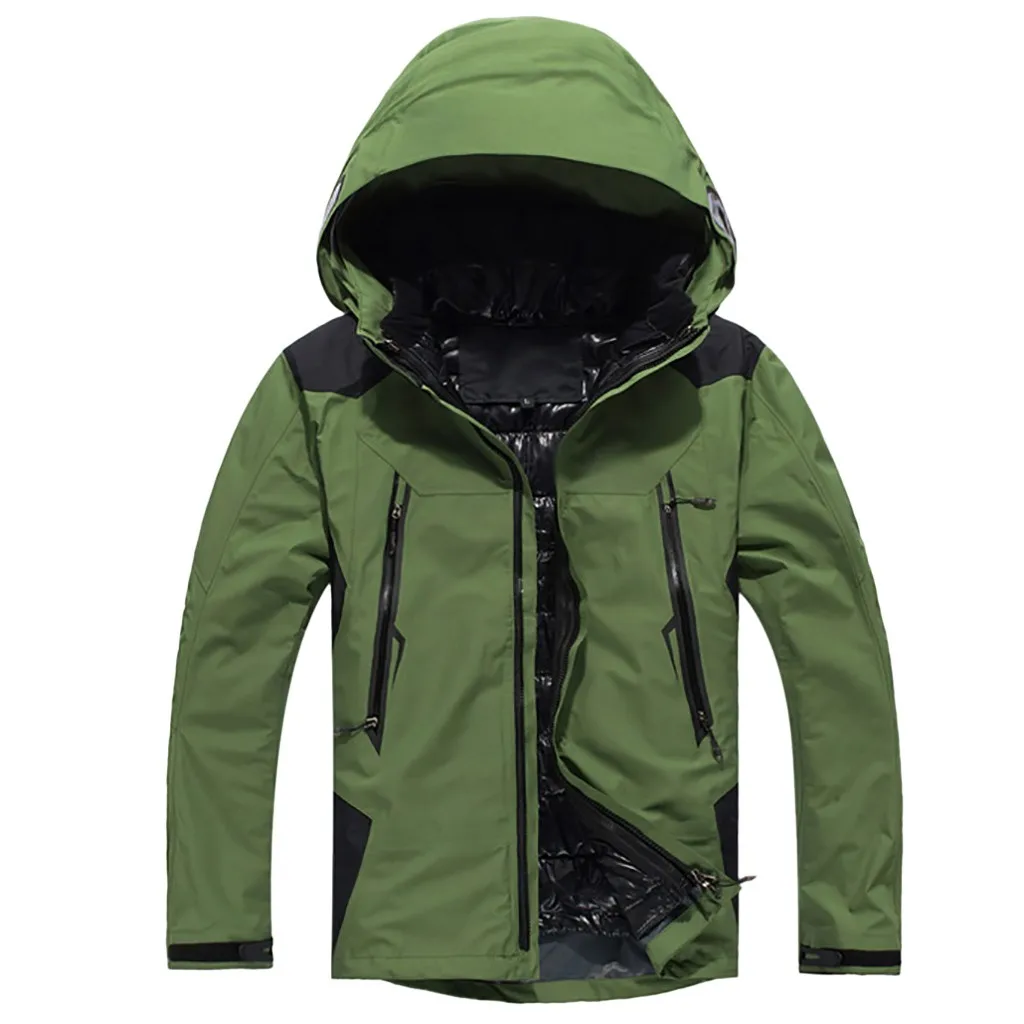Мужские теплые куртки для катания на лыжах, пальто, осенне-зимние теплые толстовки с длинными рукавами, плотные куртки с капюшоном, однотонные теплые пальто