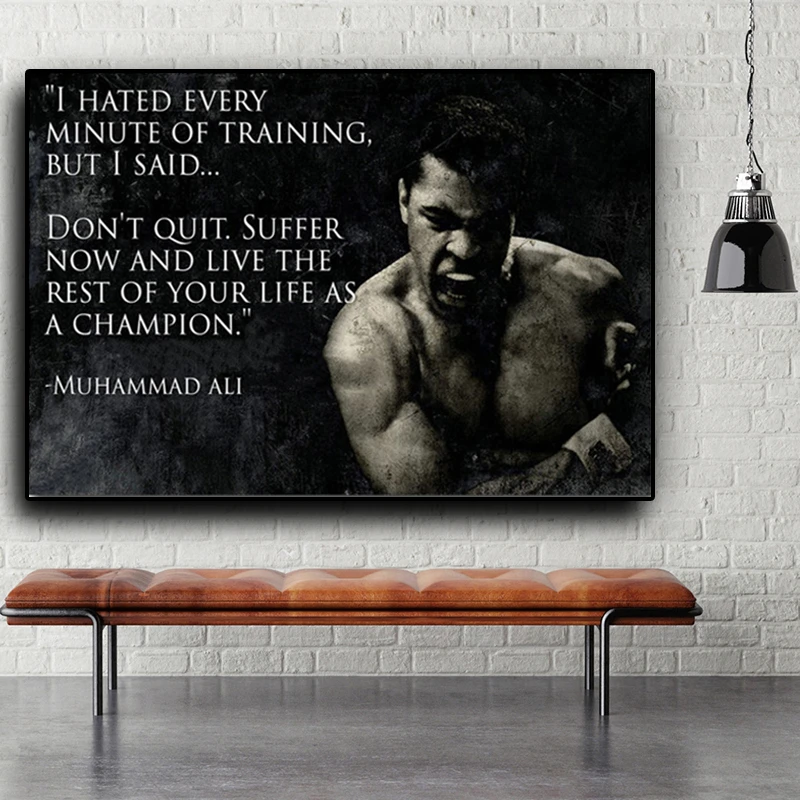Muhammad Ali Motivational Quote Figure Canvas Print Posters Wall Art Home Decor