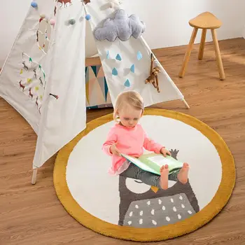 

Cartoon Animal Pattern Round Kids Playroom Soft Nursery Floor Mat Bedroom Playtime Carpet Shower Gift For Infant Toddlers