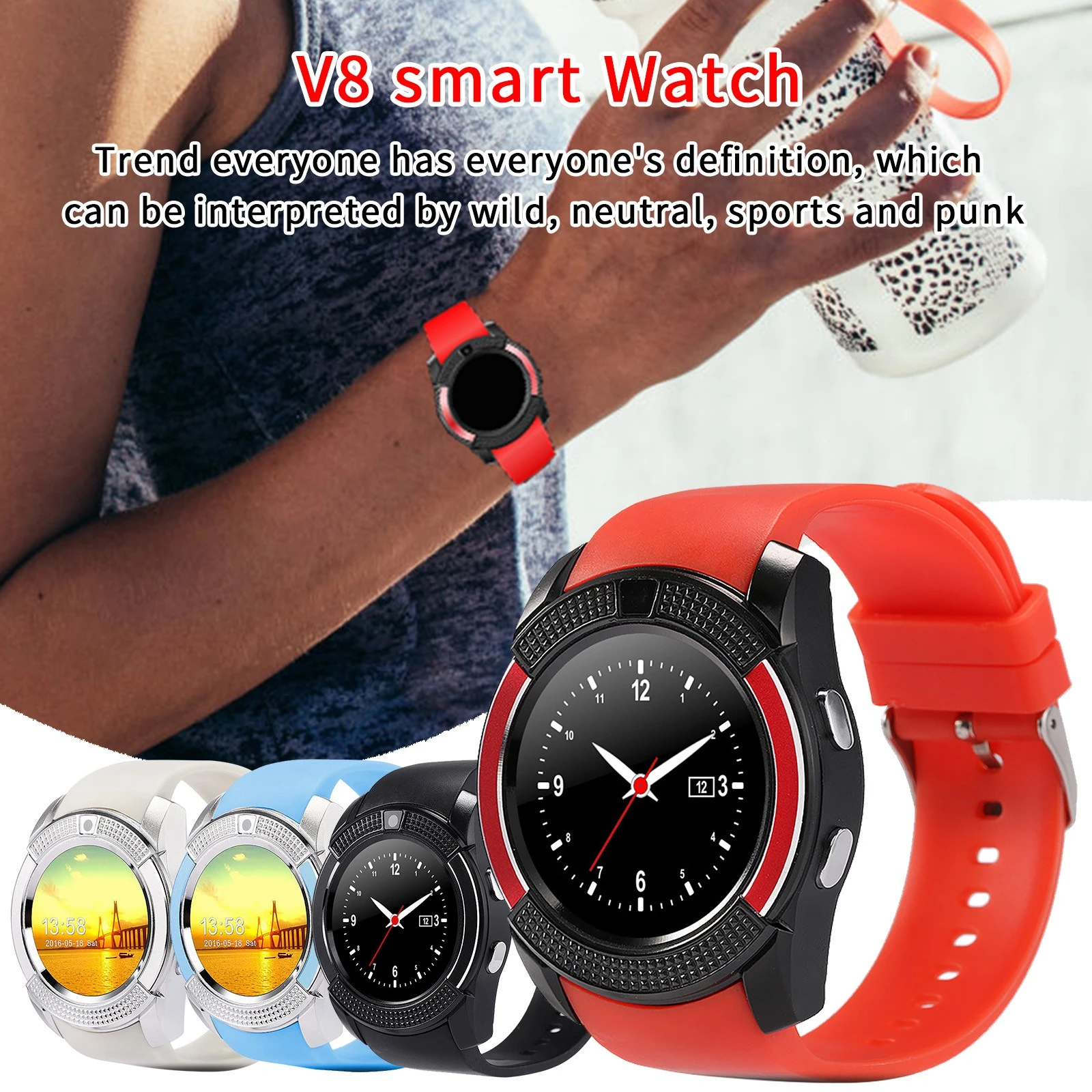 V8 impermeabile Smart Watch uomo Bluetooth Sport orologi orologio da polso  da donna con fotocamera smartwatch per telefono Android|Orologi smart| -  AliExpress