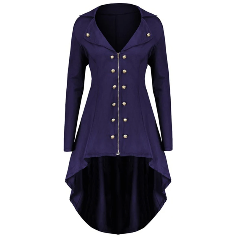 NIBESSER Новое Осеннее популярное винтажное женское стимпанк викторианское длинное пальто с ласточкиным хвостом куртка тонкая верхняя одежда куртка - Цвет: purple