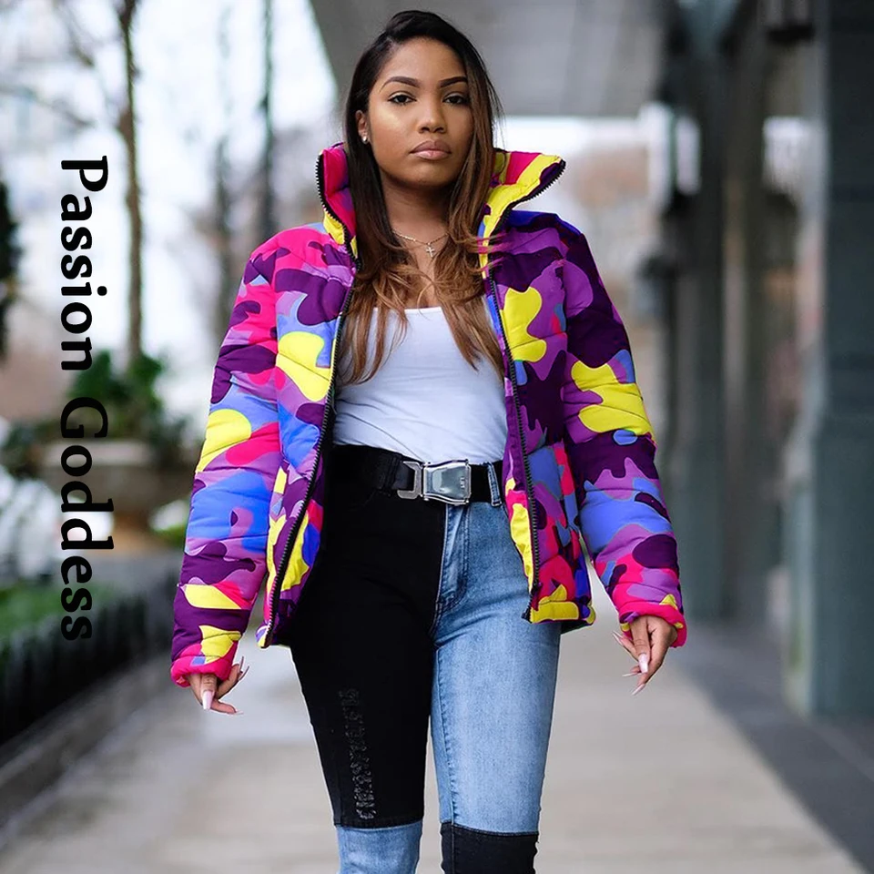 fuga de la prisión Sede Interpretar Chaqueta acolchada de camuflaje para mujer, abrigos de burbujas con  cremallera, Parkas de cuello alto, abrigo de plumas, moda de invierno,  cálido, fresco, 3XL, 4XL - AliExpress