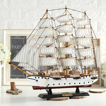 

Mediterranean Sailing Model Wood Decoration Wooden Manual Simulation Ship Gift Smooth Sailing Wooden Boat Model European Craft