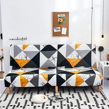 

Printed Elastic Armless Sofa Bed Cover Folding Seat Slipcover Modern Big Stretch Sofa Bed Covers Cheap Couch Protector Hotel