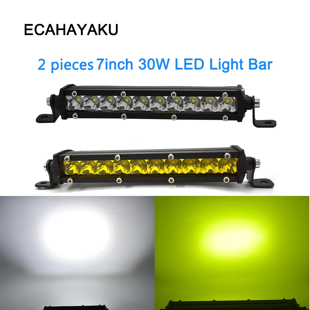 ECAHAYAKU 2 шт. белый желтый 18 Вт светодиодный свет бар Барра Led 12 в 24 В Работа противотуманная фара 4x4 4WD внедорожник SUV ATV UTV лодка пикап грузовик