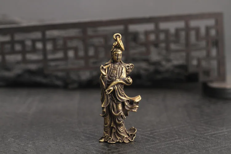 Медная Статуя Будды подвесной орнамент фэн шуй домашний Декор для дома счастливый латунный Статуэтка стол брелок декорация кулон