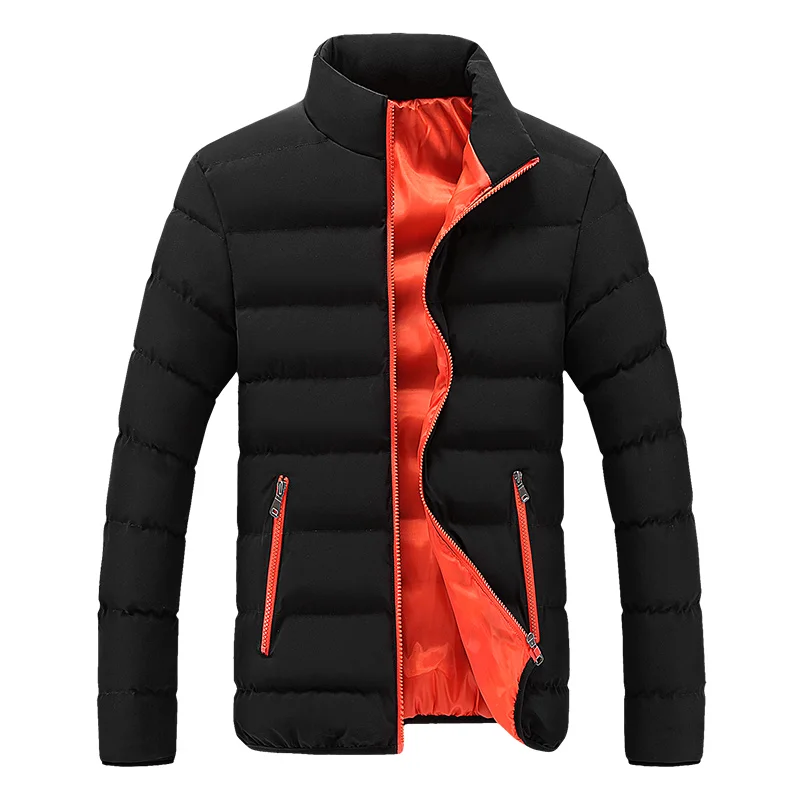 Новинка, зимние куртки, парка для мужчин, Осень-зима, теплая верхняя одежда, брендовые облегающие мужские пальто, Повседневная ветровка, стеганые куртки для мужчин, M-4XL - Цвет: Black and orange