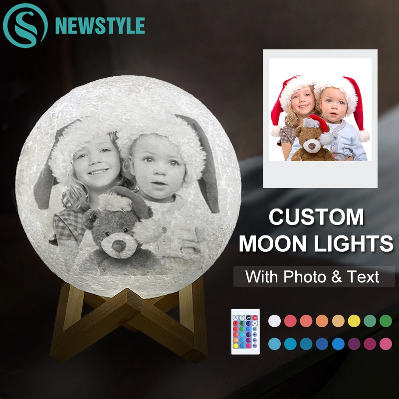 

Dropship Photo/Text Custom Moon Lamp Night Light 3D Print Rechargeable Lamp LED Moon Light best gift