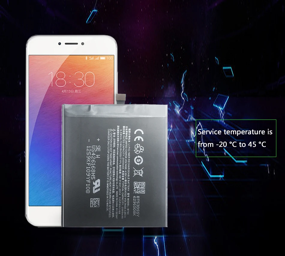 Аккумулятор для смартфона 2560mAh BT53 для Meizu Meizy Pro6 Pro 6 литий-полимерные аккумуляторы