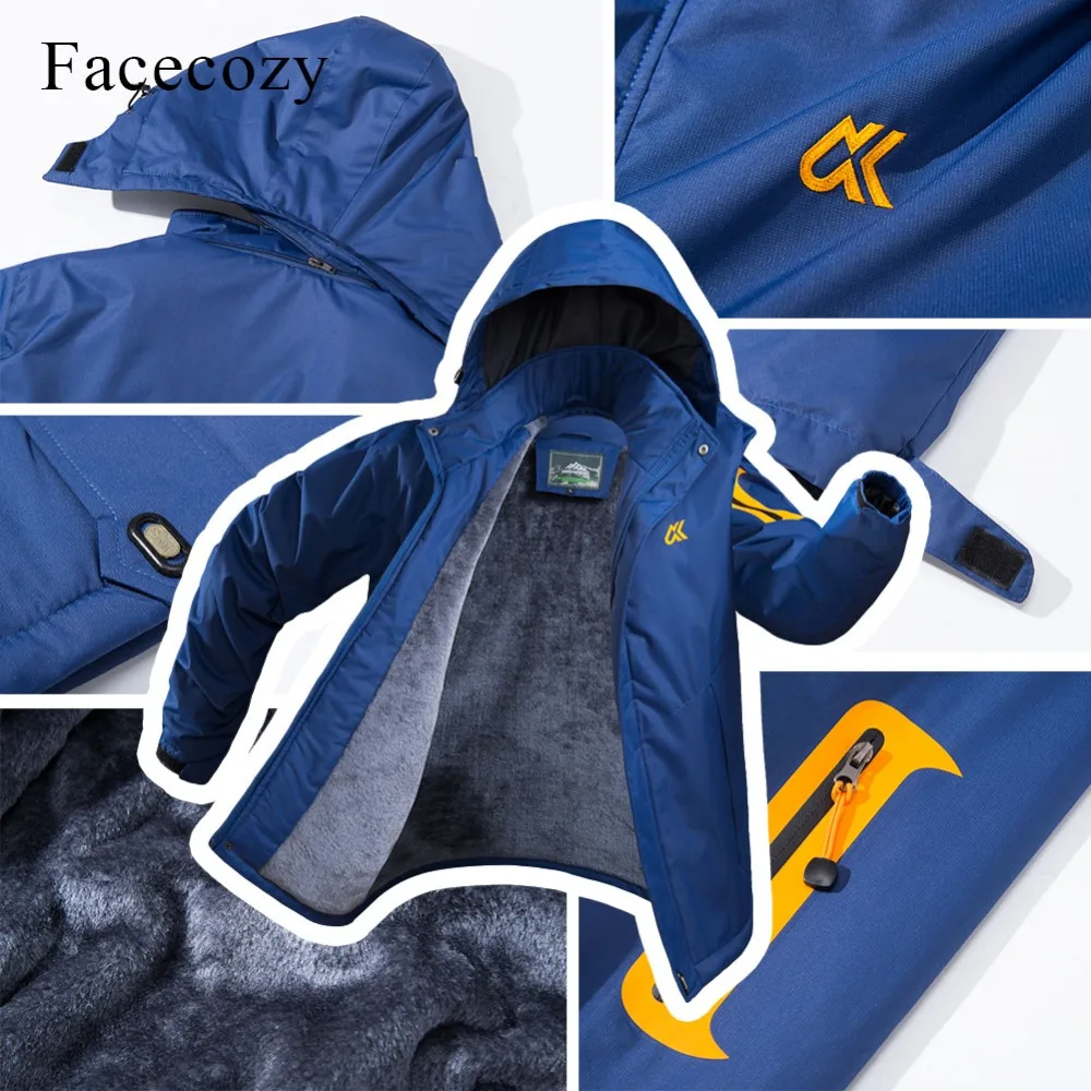 Facecozy Новая мужская и женская зимняя водонепроницаемая походная флисовая куртка