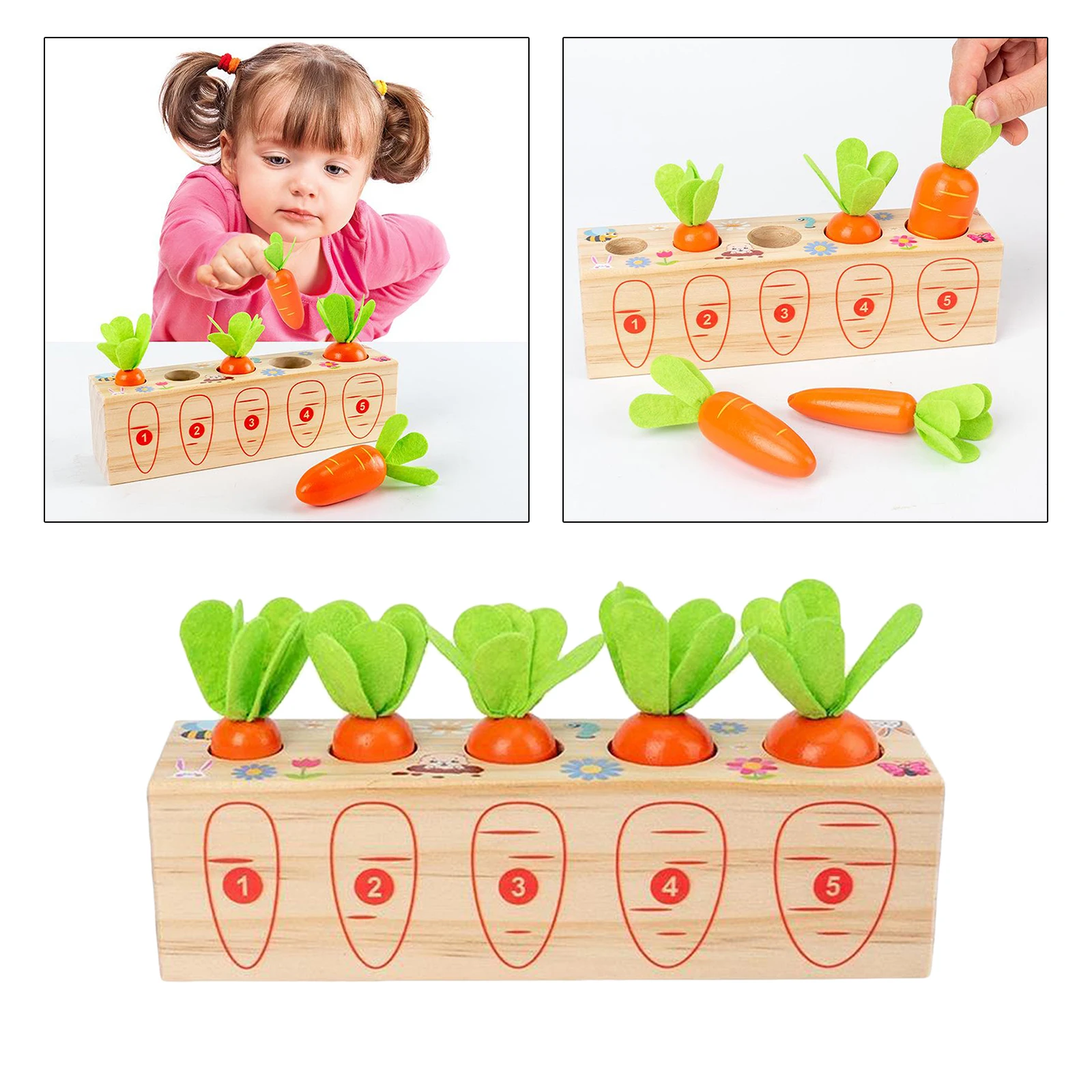 Educational Wooden Plucking Radish Toy Puzzle Insert Carrot Game for Boys Girls Educational Wooden Plucking Radish Toy Puzzle Insert Carrot Game for Boys Girls