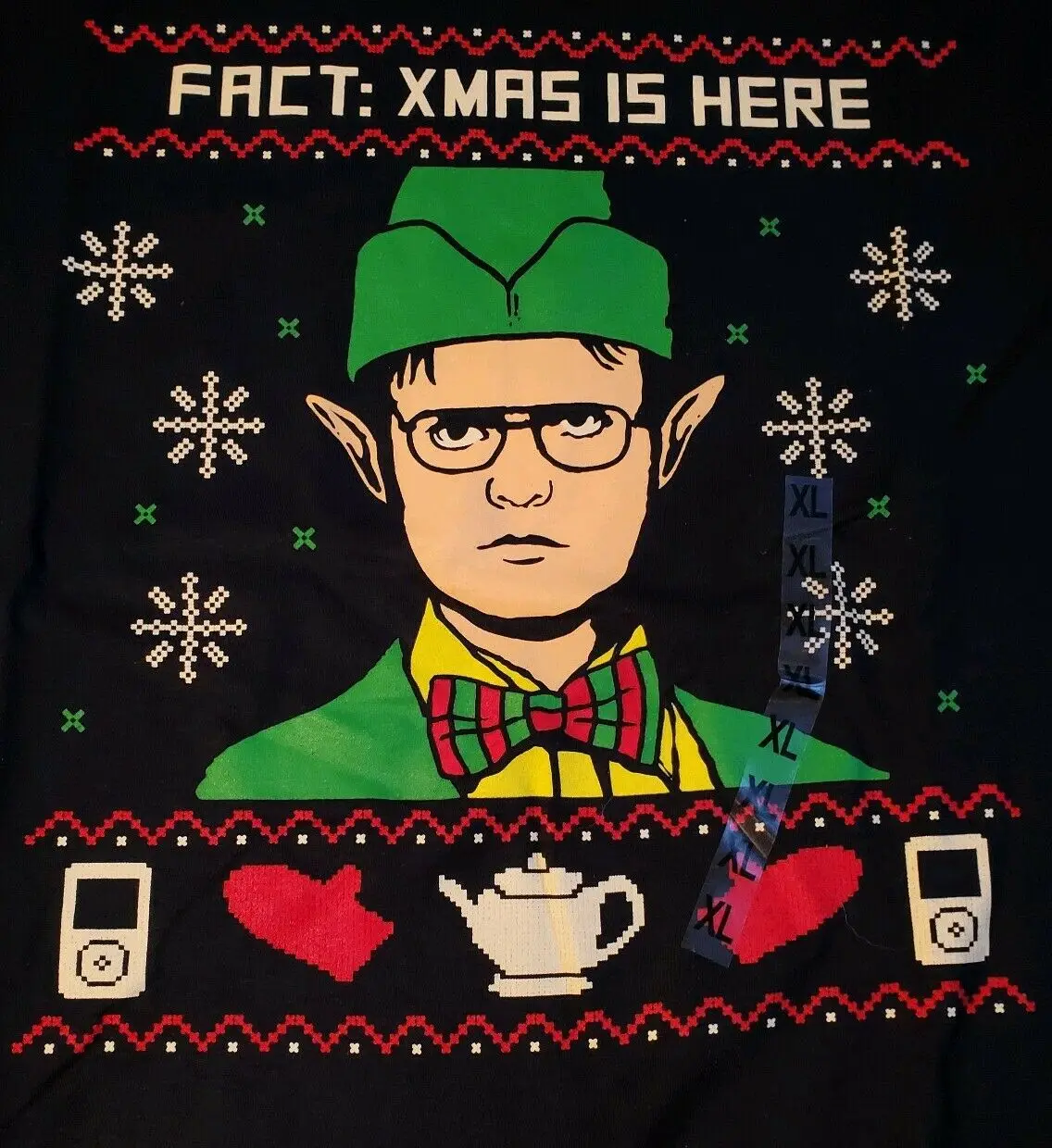 Dwight Schrute «факт: Рождество здесь» Мужская s XL Рождественская черная футболка офисная свободная Черная Мужская футболка s Homme Футболки