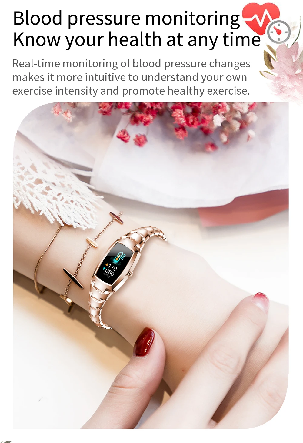 2021 H8 and H8 pro Women Smartwatch Heart Rate Monitor Blood Pressure Smart watch Band  Fitness Tracker lady bracelet Wristband