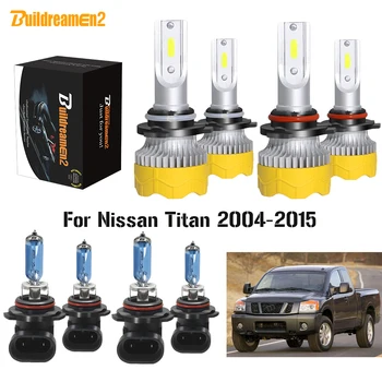 

Buildreamen2 4 Pieces Car 9005 9006 LED Halogen Headlamp Bulb Headlight High Low Beam 12V For Nissan Titan 2004-2015
