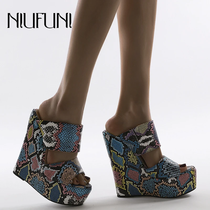 Wedge Sandals Women Sexy Peep Toe Platform Snake Print Sandales Femme Plus Size 35 42 Ultra 16cm High Heels Shoes For Women High Heels Aliexpress